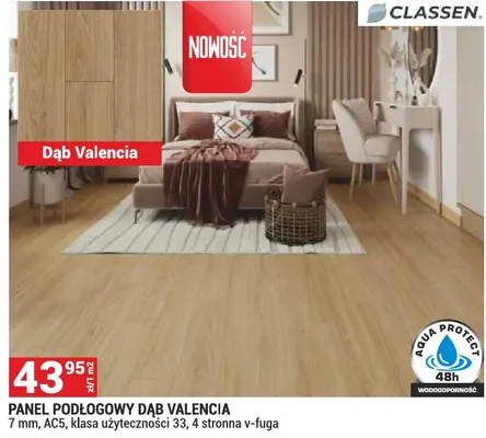 Panel podłogowy Dąb Valencia Classen 7mm AC5 klasa użyteczności 33 4-stronna v-fuga promocja w Merkury Market