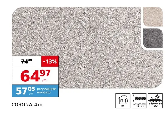 Wykładzina dywanowa Corona 4 m promocja w Komfort