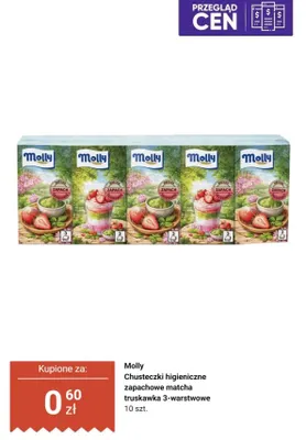 Chusteczki higieniczne zapachowe matcha truskawka 3-warstwowe Molly promocja w Dino