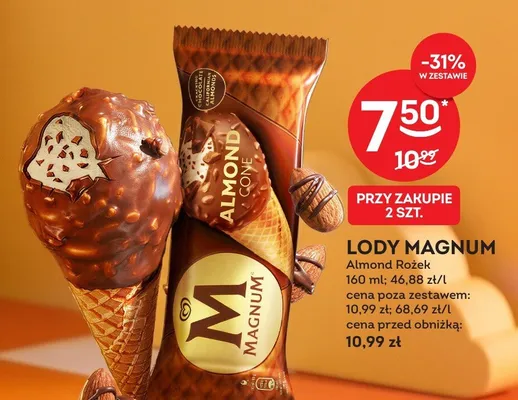 Lody Magnum Almond Rożek promocja w Żabka