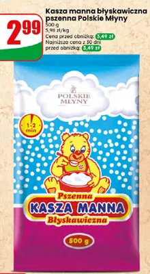 Kasza manna błyskawiczna pszenna Polskie Młyny promocja w Dino