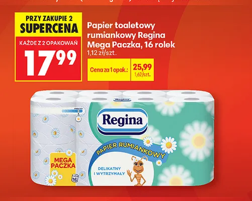 Papier toaletowy rumiankowy Regina Mega Paczka 16-pak promocja w Biedronka