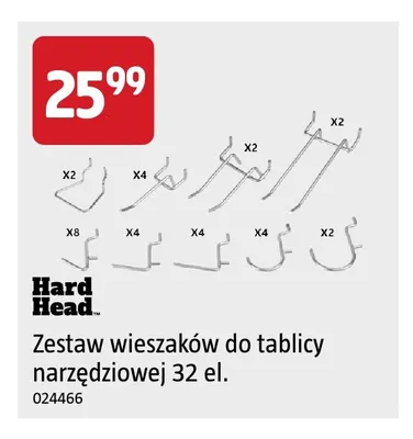 Zestaw wieszaków do tablicy narzędziowej 32 el. Hard Head promocja w Jula