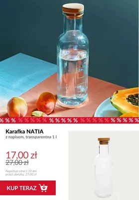 Karafka Natia z napisem transparentna 1 l promocja w Homla
