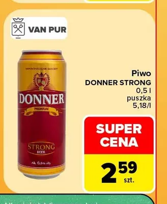 Piwo Donner Strong 500 ml promocja w Carrefour Market