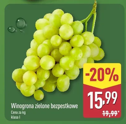 Winogrona zielone bezpestkowe promocja w Aldi