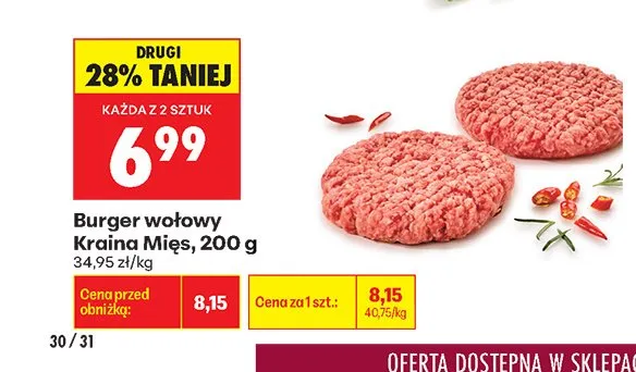 Burger wołowy Kraina Mięs promocja w Biedronka