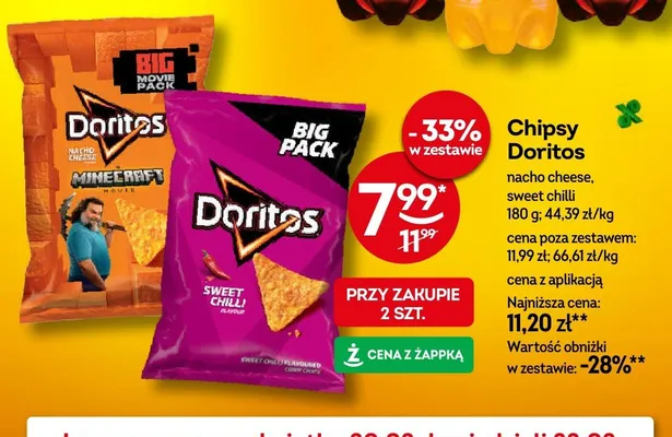 Chipsy Doritos nacho cheese promocja w Żabka