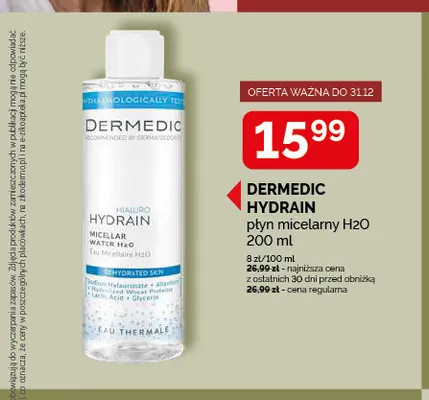 Płyn micelarny H2O Dermedic Hydrain promocja w Ziko Dermo