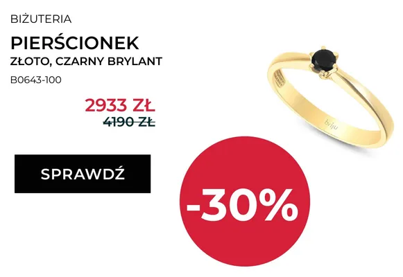 Pierścionek Briju złoto czarny brylant B0643-100 promocja w Briju