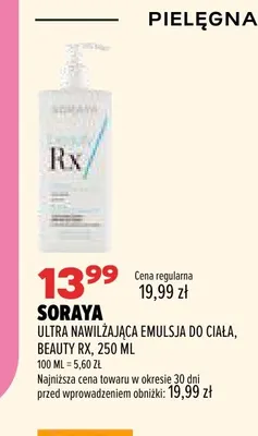 Ultra nawilżająca emulsja do ciała Beauty RX Soraya promocja w Drogerie Natura