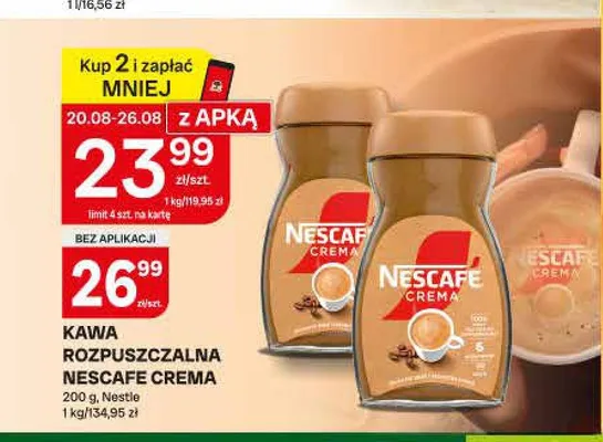 Kawa rozpuszczalna Nescafe Crema promocja w Chorten