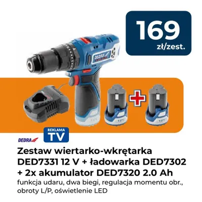 Zestaw wiertarko-wkrętarka DEDRA DED7331 promocja w PSB Mrówka