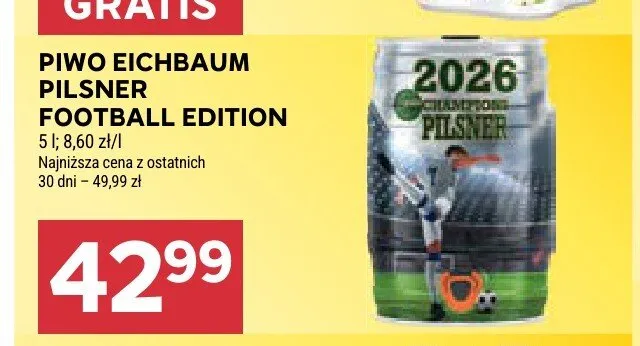 Piwo Eichbaum Pilsner Football Edition promocja w Stokrotka