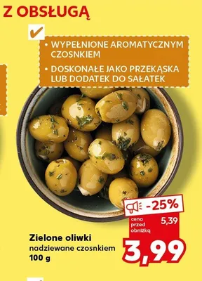 Zielone oliwki nadziewane czosnkiem promocja w Kaufland