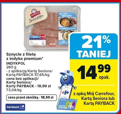 Sznycel z fileta z indyka premium promocja w Carrefour Market