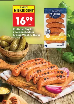Kiełbasa Śląska z serem cheddar Kraina Wędlin promocja w Biedronka
