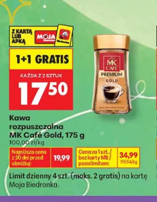 Kawa rozpuszczalna MK Café Gold promocja w Biedronka