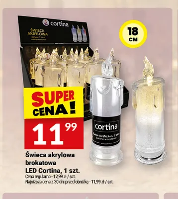 Świeca akrylowa brokatowa LED Cortina promocja w Twój Market
