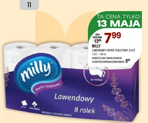 Papier toaletowy lawendowy Milly promocja w Drogerie Natura