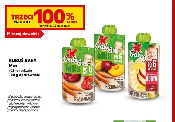 Mus jabłko truskawka marchew Kubuś Baby promocja w Kaufland