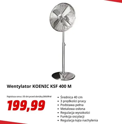 Wentylator KOENIC KSF 400m promocja w Media Markt