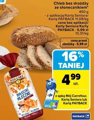 Chleb bez drożdży ze słonecznikiem promocja w Carrefour Market
