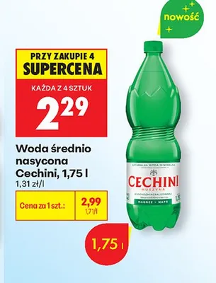 Woda średnio nasycona Cechini promocja w Biedronka