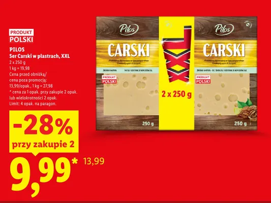 Ser carski w plastrach XXL Pilos 2-pak promocja w Lidl