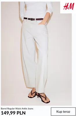 Jeansy H & M Barrel Regular Waist Ankle promocja w H&M