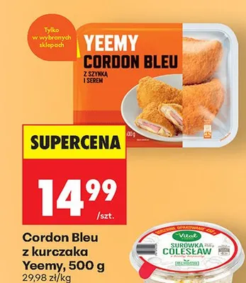 Cordon bleu z kurczaka z szynką i serem Yeemy promocja w Biedronka