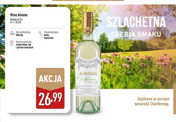 Wino Aimone Chardonnay białe wytrawne Włochy promocja w Aldi