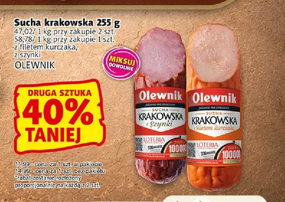 Sucha krakowska z szynki Olewnik promocja w Prim Market