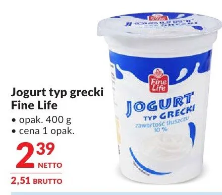 Jogurt typ grecki Fine Life promocja w Makro