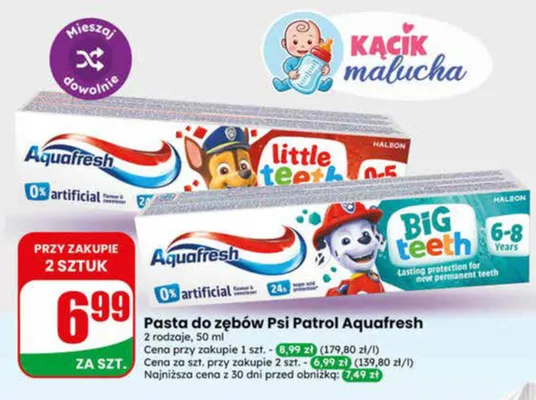 Pasta do zębów Psi Patrol 2 rodzaje promocja w Dino