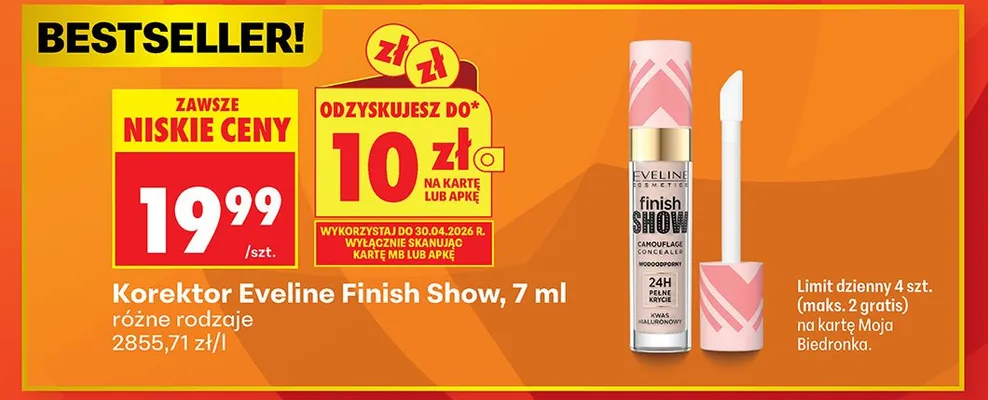 Korektor Finish Show różne rodzaje promocja w Biedronka