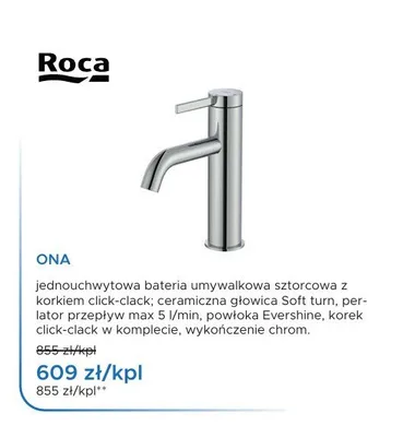 Bateria umywalkowa Roca Ona chrom promocja w Blu Salony Łazienek