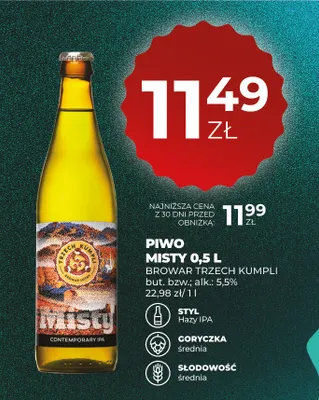 Piwo Misty Browar Trzech Kumpli promocja w Duży Ben
