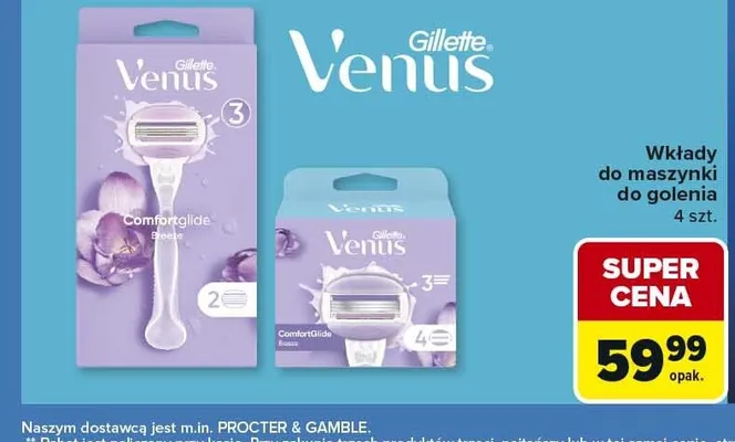 Wkłady do maszynki do golenia Gillette Venus Comfortglide Breeze 4-pak promocja w Carrefour