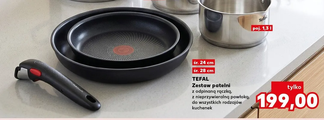 Zestaw patelni z odpinaną rączką Tefal promocja w Kaufland