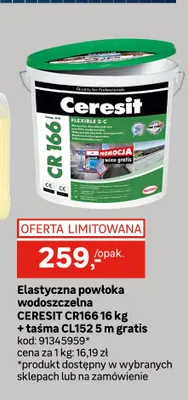 Elastyczna powłoka wodoszczelna Ceresit CR166 + taśma CL152 5 m gratis promocja w Leroy Merlin