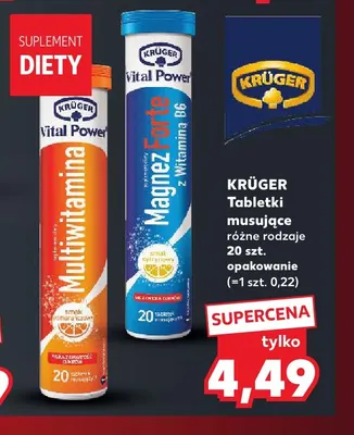 Tabletki musujące Vital Power Magnez Forte z witaminą B6 Krüger promocja w Kaufland