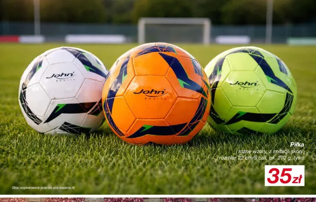 Piłka John Sports z imitacji skóry rozmiar 22cm/5 cali ok. 270g promocja w KiK