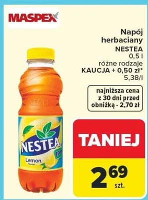 Napój herbaciany Nestea różne rodzaje Kaucja promocja w Carrefour