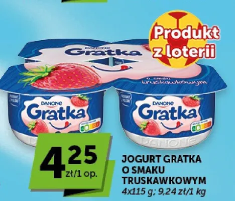 Jogurt Gratka o smaku truskawkowym 4-pak promocja w Groszek