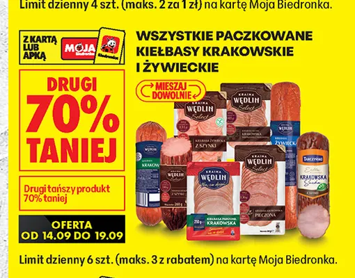 Kiełbasa krakowska pieczona Kraina Wędlin Select promocja w Biedronka
