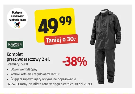 Komplet przeciwdeszczowy 2-elementowy Kayoba Outdoor promocja w Jula