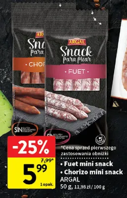 Fuet mini snack Argal promocja w Intermarche