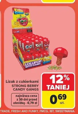 Lizak z cukierkami Strong Berry Candy Gangs promocja w Carrefour Market