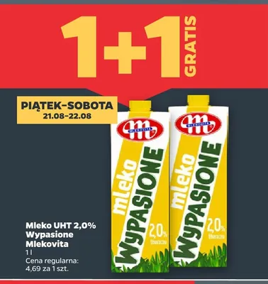 Mleko UHT Wypasione Mlekovita 2,0% promocja w Netto